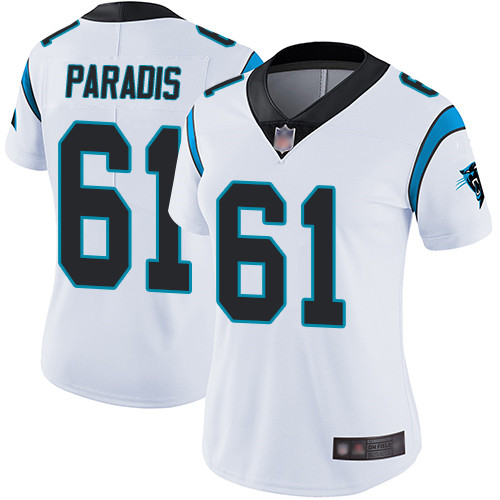 Carolina Panthers Limited White Women Matt Paradis Road Jersey NFL Football #61 Vapor Untouchable->women nfl jersey->Women Jersey